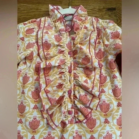 Shrimp And Grits Kids Orange Ruffle Long Sleeve Dress Size 7 - Picture 8 of 8